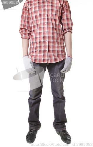 Image of man in a working form, and work gloves