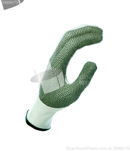 Image of Green work glove isolated on a white background