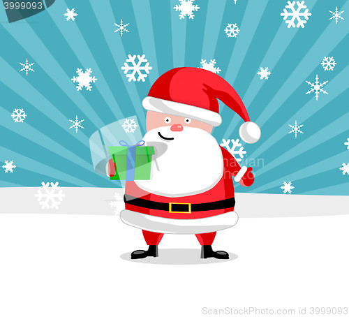 Image of Santa ouside with a present