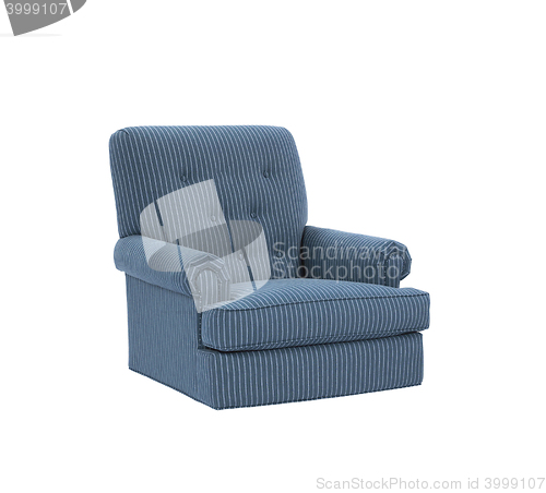 Image of Dark blue soft armchair isolated on white