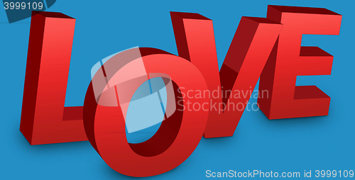 Image of Love Text on blue background