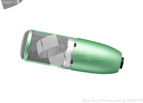 Image of green microphone on a white background