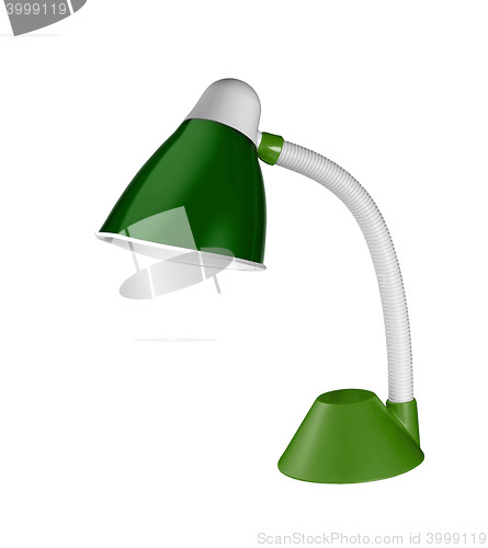 Image of metalic green table lamp isolated on white background