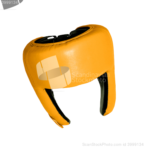 Image of Yellow helmet a over white background