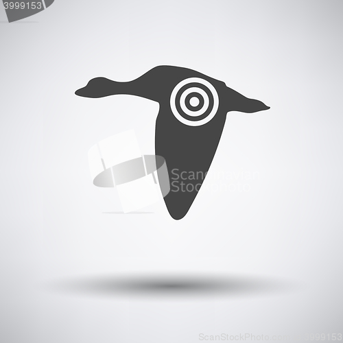 Image of Flying duck  silhouette with target  icon