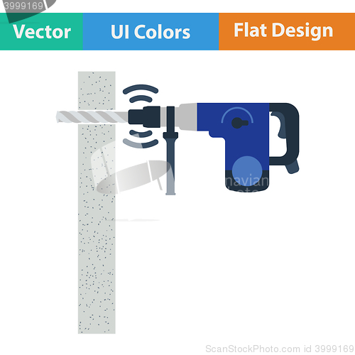 Image of Flat design icon of perforator drilling wall