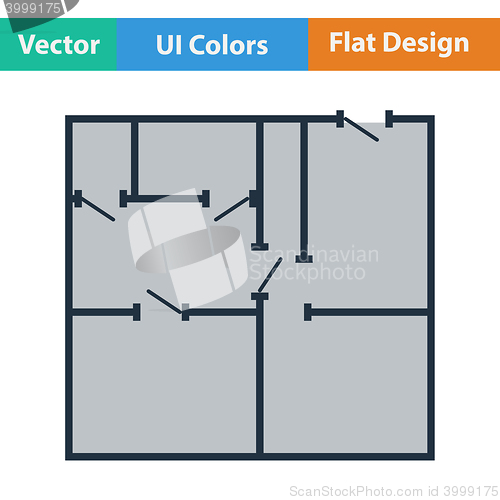 Image of Flat design icon of apartment plan