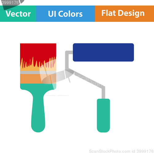 Image of Flat design icon of construction paint brushes