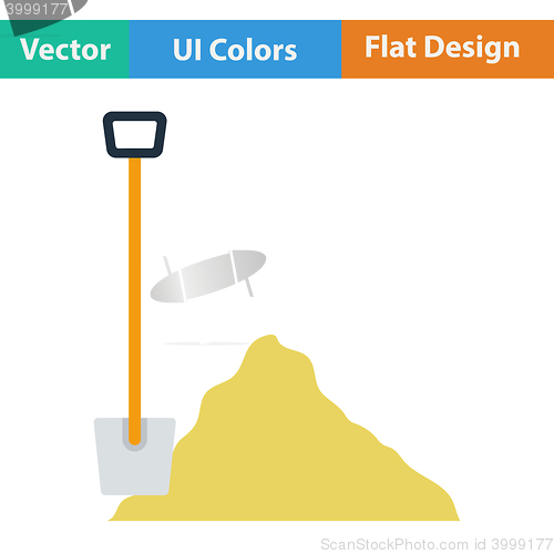 Image of Flat design icon of Construction shovel and sand