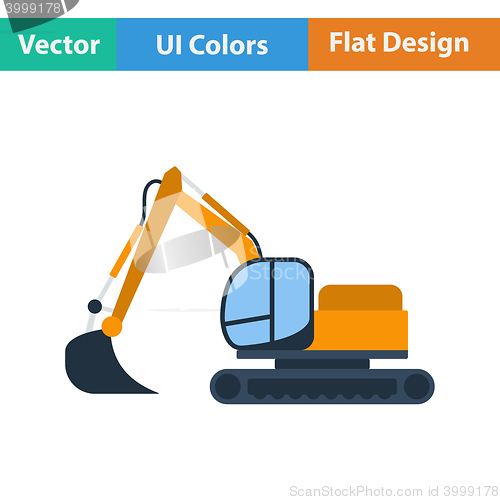 Image of Flat design icon of construction bulldozer