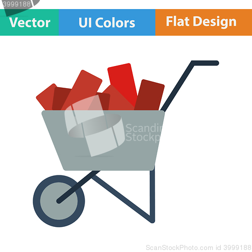 Image of Flat design icon of construction cart 