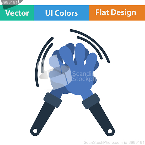 Image of Football fans clap hand toy icon. 
