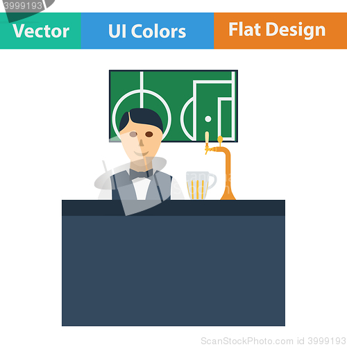 Image of Sport bar stand with barman icon