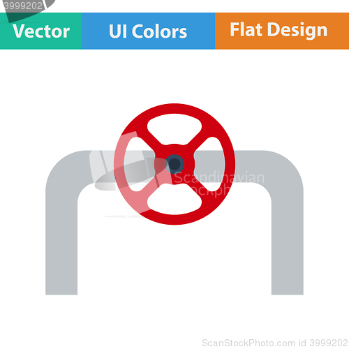 Image of Flat design icon of Pipe with valve