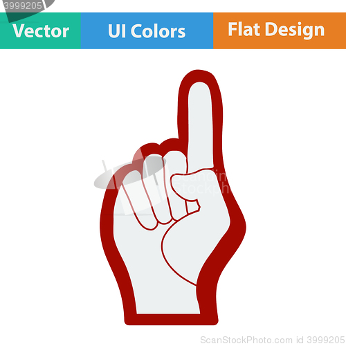 Image of Fan foam hand with number one gesture icon