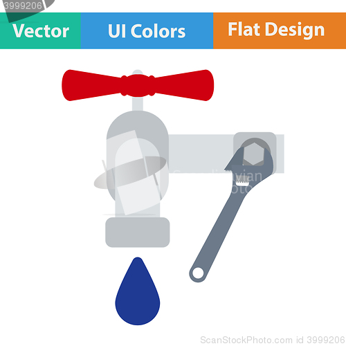 Image of Flat design icon of wrench and faucet