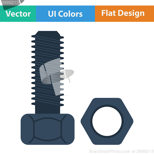 Image of Flat design icon of bolt and nut