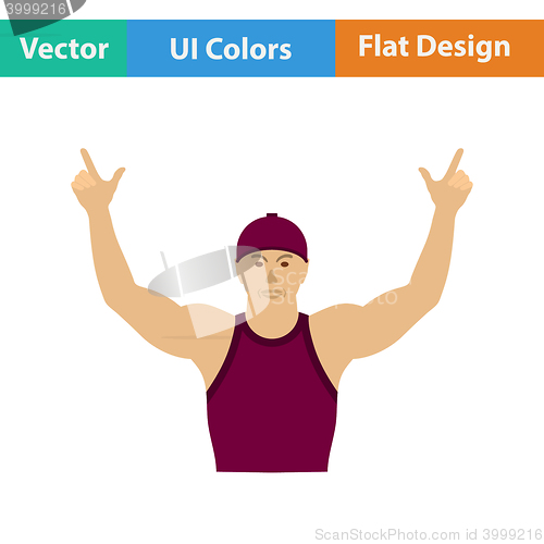 Image of Football fan with hands up icon