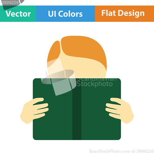 Image of Flat design icon of Boy reading book