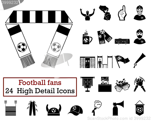 Image of Set of 24 Football Fans Icons 