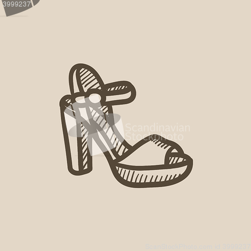 Image of High-heeled sandal sketch icon.