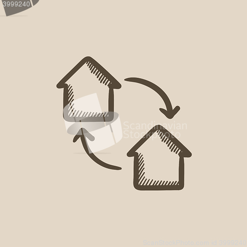 Image of House exchange sketch icon.