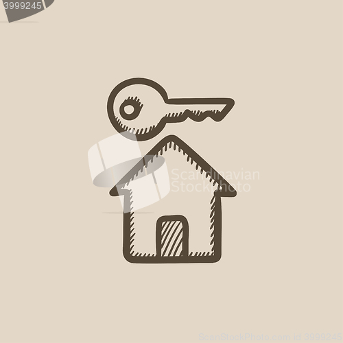 Image of Key for house sketch icon.