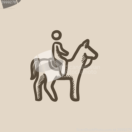 Image of Horse riding sketch icon.