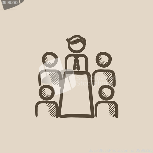 Image of Business meeting in the office sketch icon.