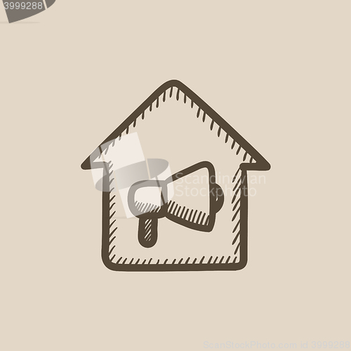 Image of House fire alarm sketch icon.