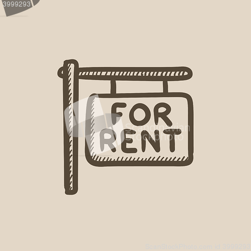 Image of For rent placard sketch icon.