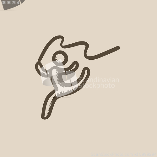 Image of Gymnast with tape sketch icon.