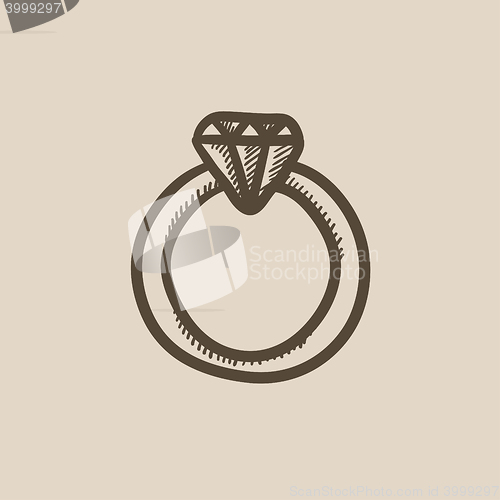 Image of Diamond ring sketch icon.