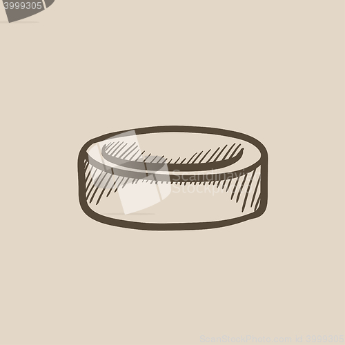 Image of Hockey puck sketch icon.