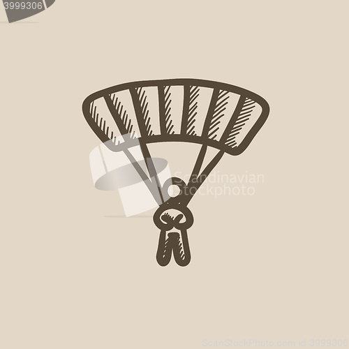 Image of Skydiving sketch icon.