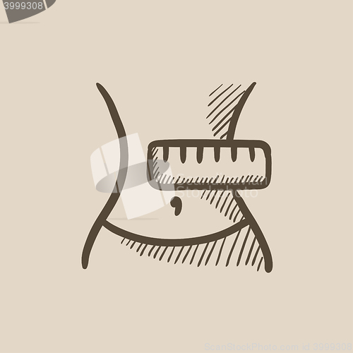 Image of Waist with measuring tape sketch icon.