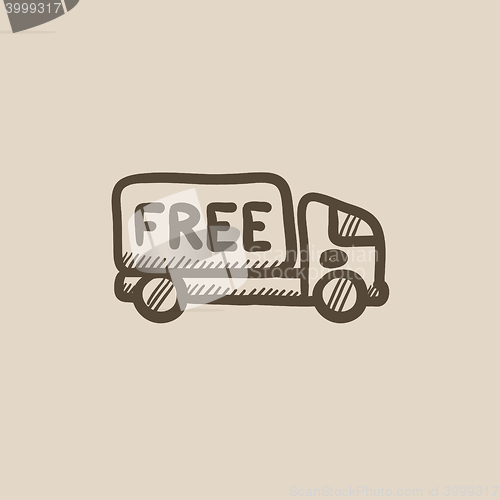 Image of Free delivery truck sketch icon.