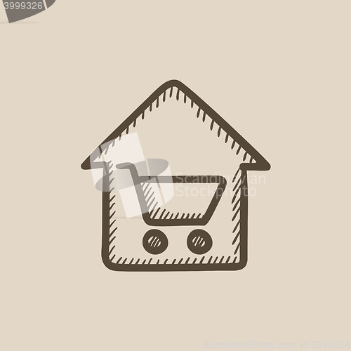 Image of House shopping sketch icon.