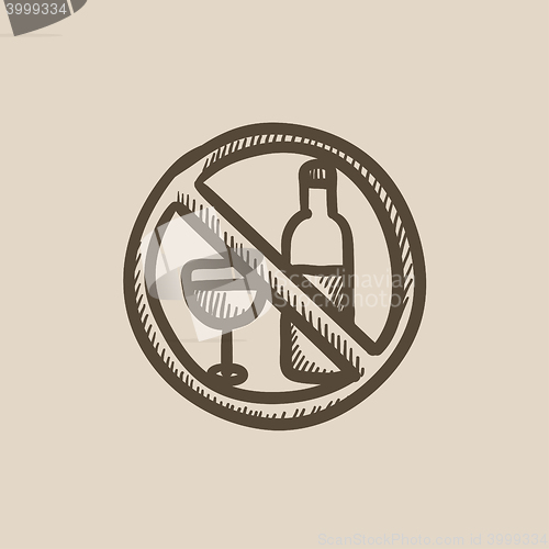 Image of No alcohol sign sketch icon.