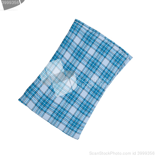 Image of Blue plaid pillow isolated on white