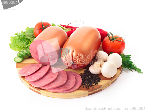 Image of ham with vegetables and mushrooms