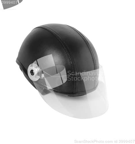 Image of black police helmet