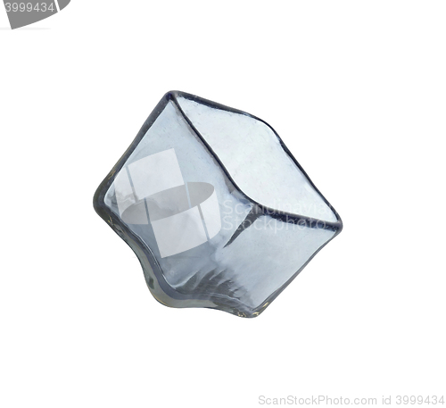 Image of blue ice cube isolated on a white