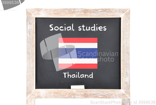 Image of Social studies with flag on board