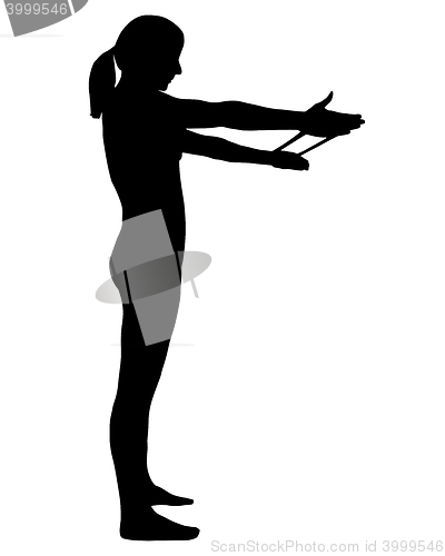 Image of Silhouette of woman doing exercises