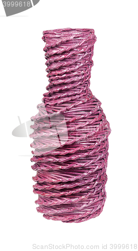 Image of vase cherry color made using newspaper tubes