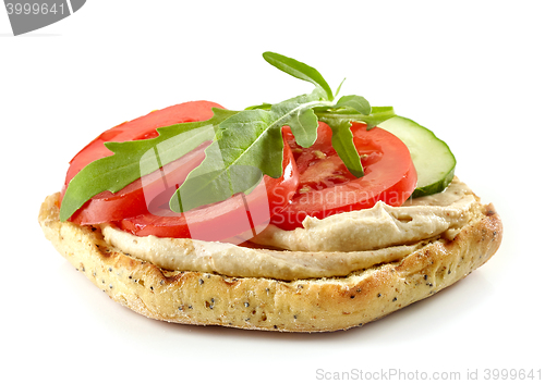 Image of sandwich with hummus and vegetables