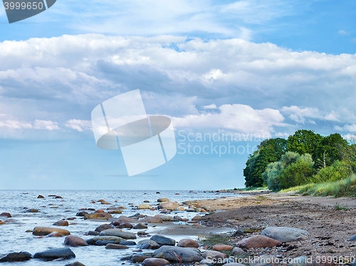 Image of summer landscape with sea and cloudy sky