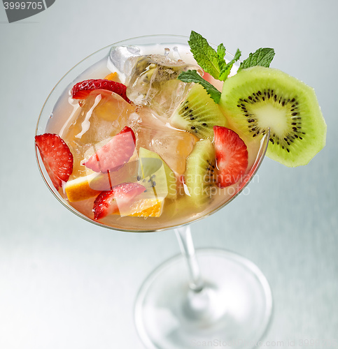 Image of fresh iced cocktail with fruits