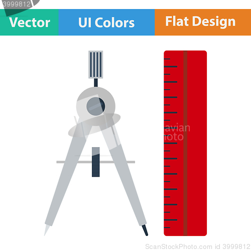 Image of Flat design icon of Compasses and scale